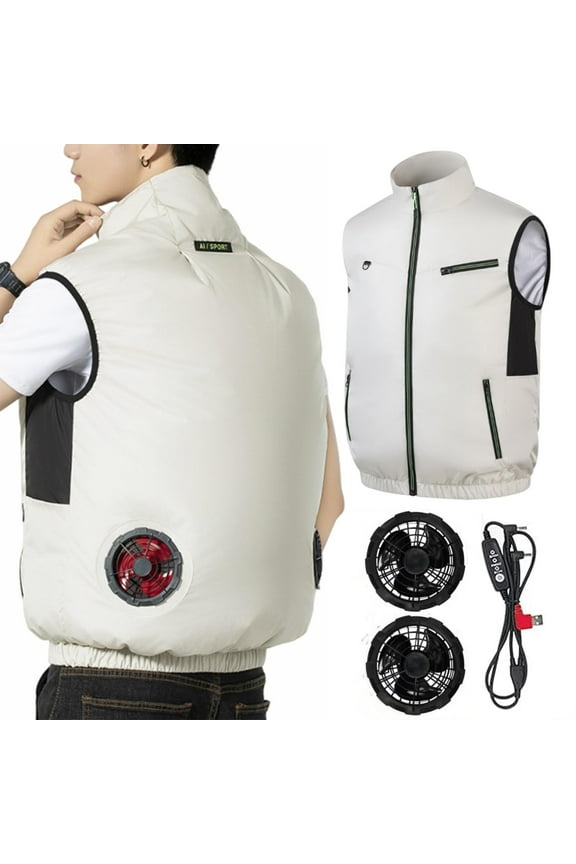 Storm Fan Jacket, Japanese Cooling Vest for Men & Women, Cool & Lightweight Air Conditioned Jacket Ideal for Outdoor Jobs,Beige 2XL