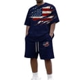 thumbnail image 1 of Homeyce Summer 2 Piece Sets for Men USA Print Street Style Short Sleeve T Shirt and Shorts Summer Loose Fit Sports Casual Oversized Pajama Set,Blue XL, 1 of 3