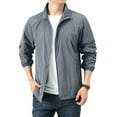 thumbnail image 1 of Homeyce Summer Lightweight Sun Protection Jacket for Men Windbreaker Zip Up Lightweight Jackets for Outdoor Sport Hiking Plus Size Golf Coat Upf 50+ Waterproof Sun Shirts with Pocket,Gray L, 1 of 8