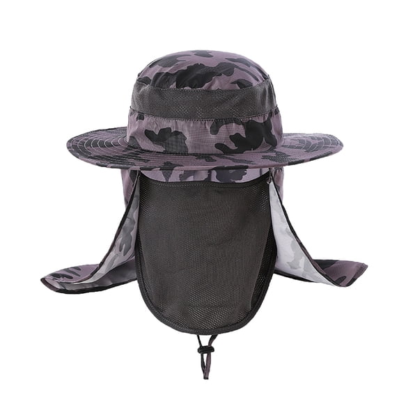 Homeyce Sun Hat Bucket Hats for Men Women Outdoor Wide Brim Fishing Hat with Detachable Face Cover & Neck Flap UV Protection,Black