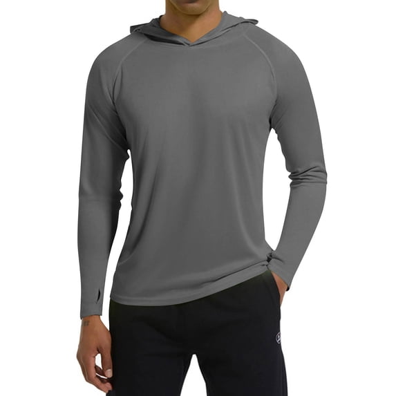 Homeyce Sun Protection Hoodie Shirts for Men UPF 50+ Long Sleeve Shirt Uv Protection Fishing Outdoor Lightweight Hoodie with Hood Quick Dry T-Shirts Rash Guards,Dark Gray XL