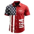 thumbnail image 1 of Homeyce U.s. 250th Anniversary Hawaiian Shirt Men 4th Of July American Flag Printed Shirts Short Sleeve Button Down Patriotic Shirts for Memorial Day Independence Day Outfits,Red M, 1 of 4