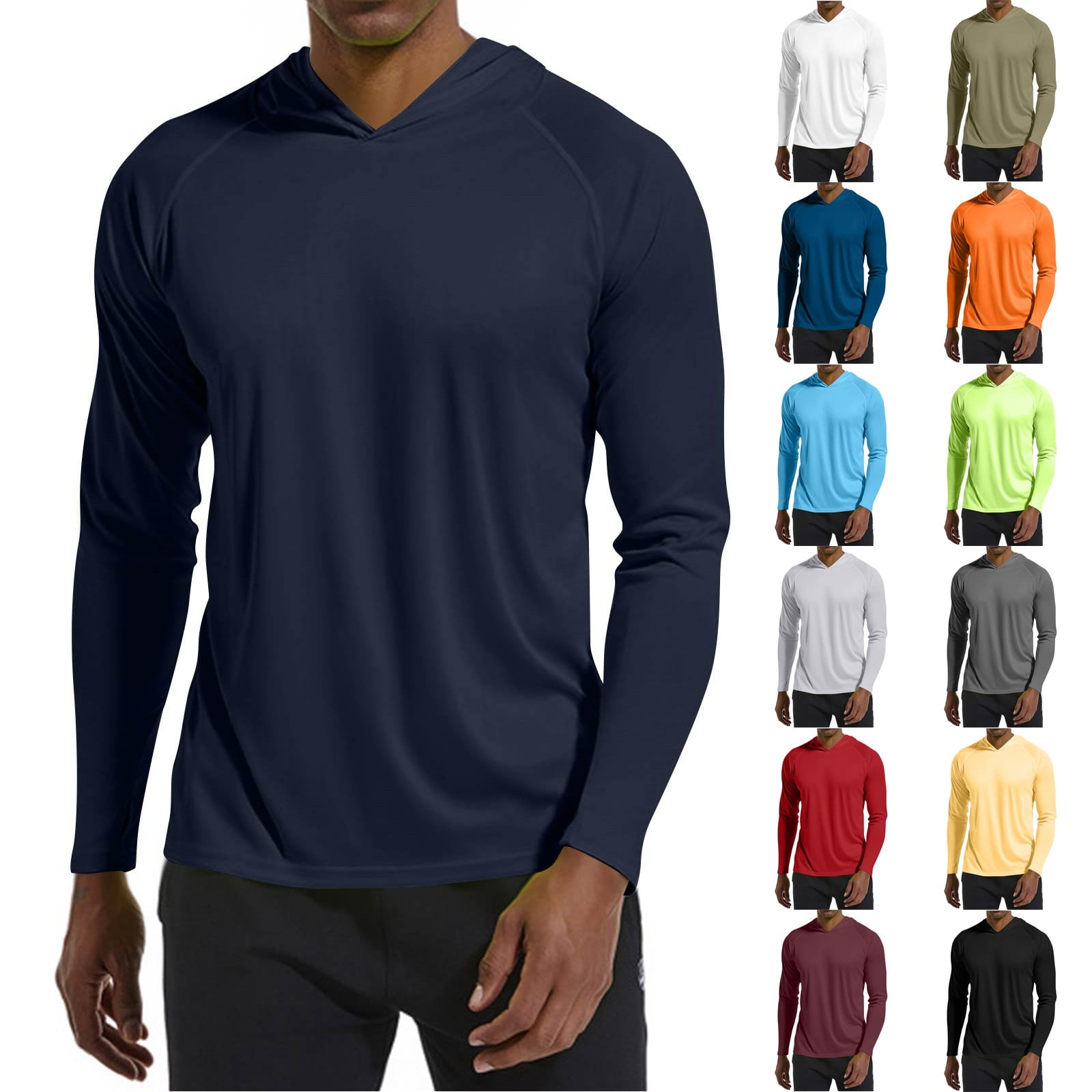 Men's UPF 50+ Sun Protection Hoodie - Long Sleeve Fishing Shirt, Quick Dry, Lightweight Rash Guard For Outdoor Sports