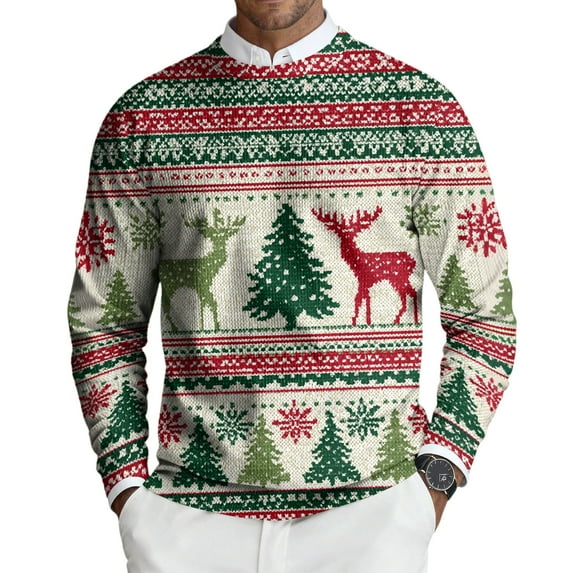 Homeyce Ugly Christmas Sweater Long Sleeve Crewneck Ribbed Sweaters Funny Snowflake Santa Hilarious Xmas Claus Soft Christmas Sweater Soft Knitted Christmas Pattern Xmas Pullover Tops,Brown XL