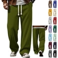 thumbnail image 1 of Homeyce Waffle Sweatpants Men Drawstring Wide Leg Baggy Pants Lightweight Breathable Hiking Sweatpant Mens Lounge Pant,Green XL, 1 of 6