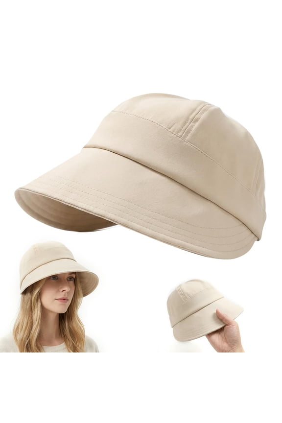 Wide Brim Baseball Cap for Women & Men UPF Sun Protection Adjustable Hat for Hiking Camping Beach,Beige