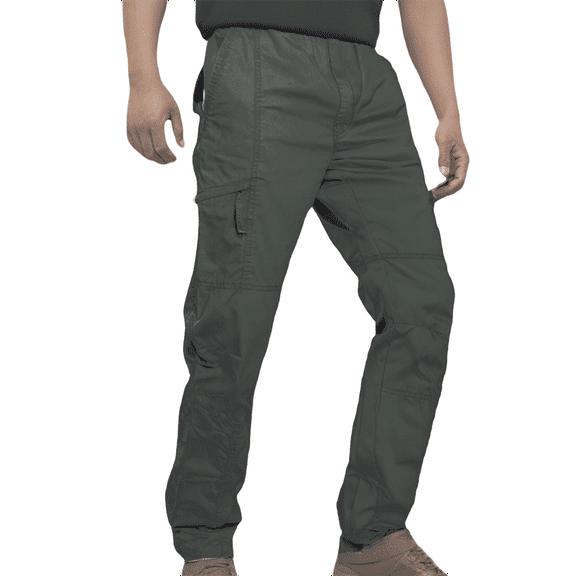 Homeyce Work Pants for Men Ripstop Elastic Waist Pants Breathable Waterproof Pantalones Military Para Hombre Relaxed Fit Stretch Quick Dry Athletic Joggers with Multi Pockets,Deep Green L