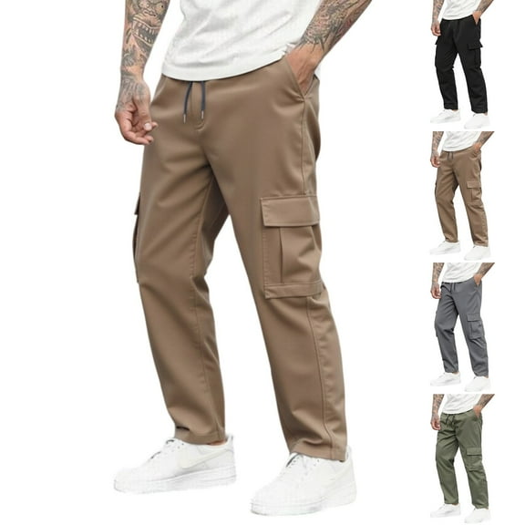 Homeyce Work Pants for Men Water Resistant Ripstop Pants Elastic Waist Breathable Hiking Pants Multi Pockets Construction Carpenter Pants,Gray L