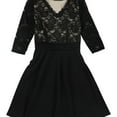 thumbnail image 1 of Homeyee Womens Patchwork Lace Fit & Flare Dress, Black, 4, 1 of 1