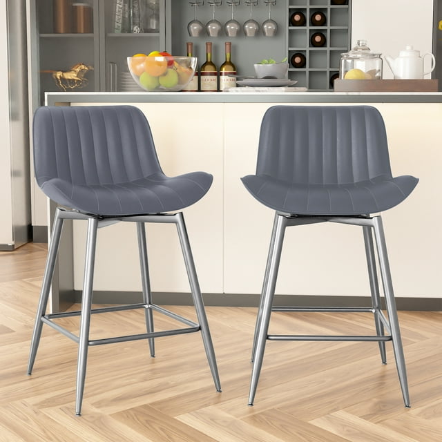 Homezeer 24" Swivel Counter Height Bar Stools Set of 2 - Backrest, Gold