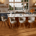 thumbnail image 1 of HomeZeer 24" Bar Stools Set of 4, Counter Height Bar Stools with Curved Back Swivel Barstools Pub Chairs with Wood Legs, Gray, 1 of 8
