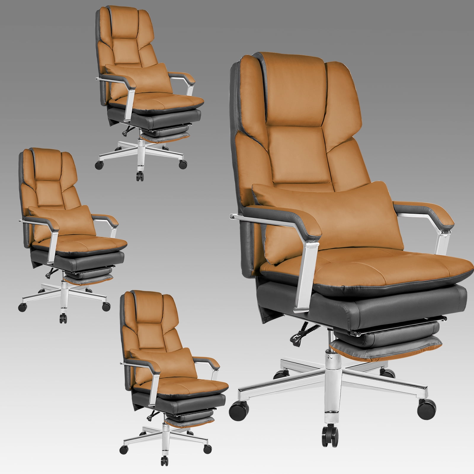Merax ergonomic leather big & 2025 tall office chair with footrest