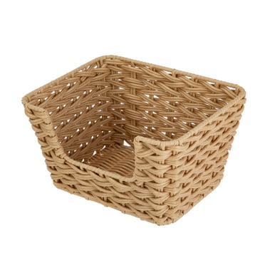 Homezone 2-Pack PE Rattan Basket Organizers, 10.5 in L x 8.5 in W x 6 in H, Beige