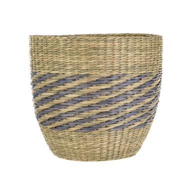 Homezone 9" Tapered Seagrass Basket with Modern Blue Detail