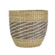 Homezone 9" Tapered Seagrass Basket with Modern Blue Detail