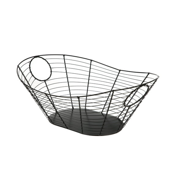 Homezone Black Handcrafted Wire Basket with Handles