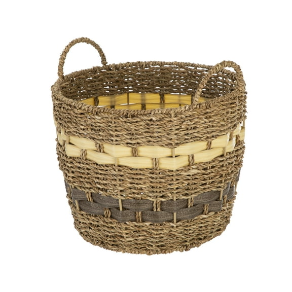 Homezone Brown and Yellow Handwoven Seagrass Basket