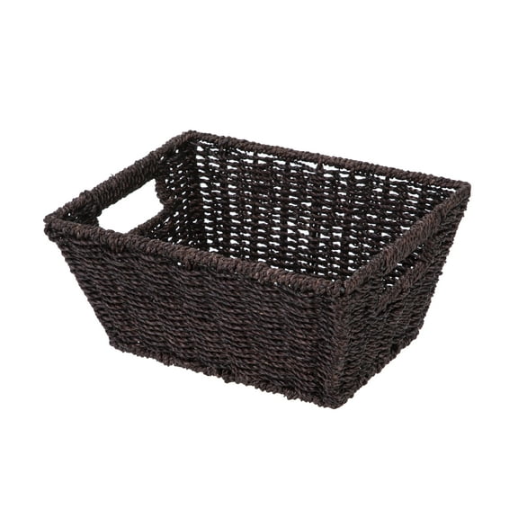 Homezone Espresso Handwoven Seagrass Basket, Rectangle