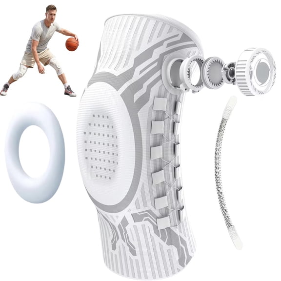 Homezy Knee Brace, Built-In Precision Dial Paired with a Contoured Design, Bilateral Spring Supports Combined with Anti-Slip Silicone Strips, Flexible and Breathable, Light and Thin, Ideal for Sports