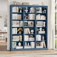 thumbnail image 1 of Homfa 18-Cube Bookcase and Bookshelves, 71.2" Triple Width 6-Tier Freestanding Arch Library Cabinet for Home Office Living Room, Blue, 1 of 8