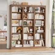 Homfa 18-Cube Bookcase and Bookshelves, 71.2" Triple Width 6-Tier Freestanding Arch Library Cabinet for Home Office Living Room, Phoebe Zhennan Texture