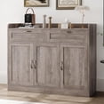 thumbnail image 1 of Homfa 2 Drawers Kitchen Sideboard Buffet Cabinet, 3 Door Wood Storage Cabinet with Adjustable Shelf for Dining Room, Gray, 1 of 8