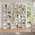 thumbnail image 1 of Homfa 2 Pieces White Bookshelves, 71’’ Tall Three Row Bookshelf with Adjustable Shelves, 21-Cubes CD Display Storage Organizer Shelf for Living Room Home Office, 1 of 7