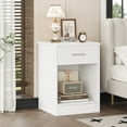 thumbnail image 1 of Homfa Nightstand with Drawer，2 Tier Beside Table End Table，Modern Night Stand for Bedroom Living Room, White, 1 of 9