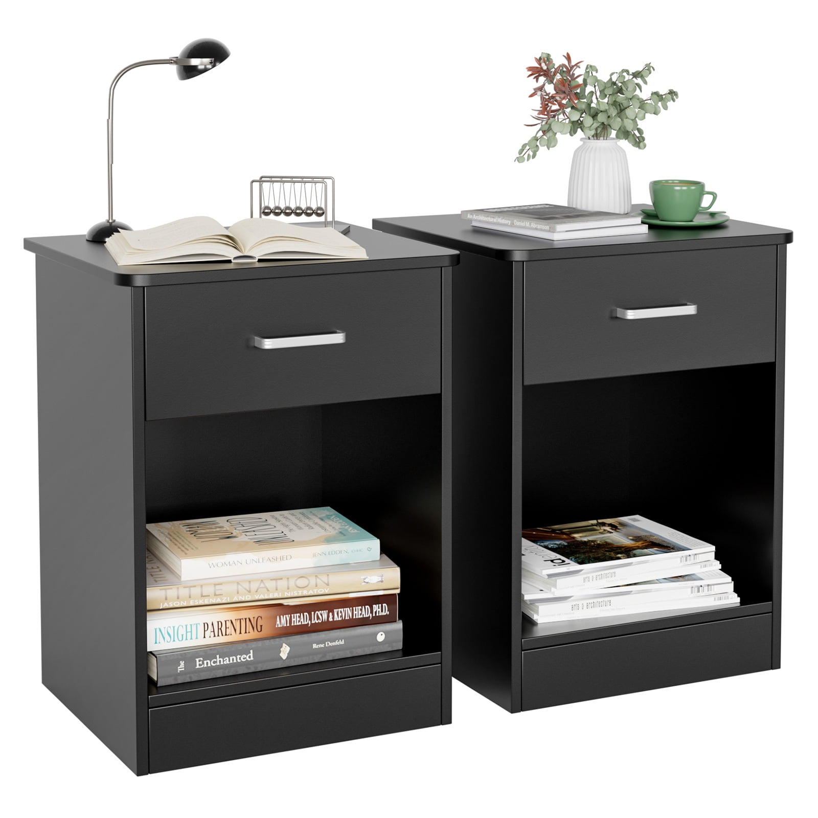 Homfa 2Tier Nightstand with Drawer & Storage Shelf, Side End Table for