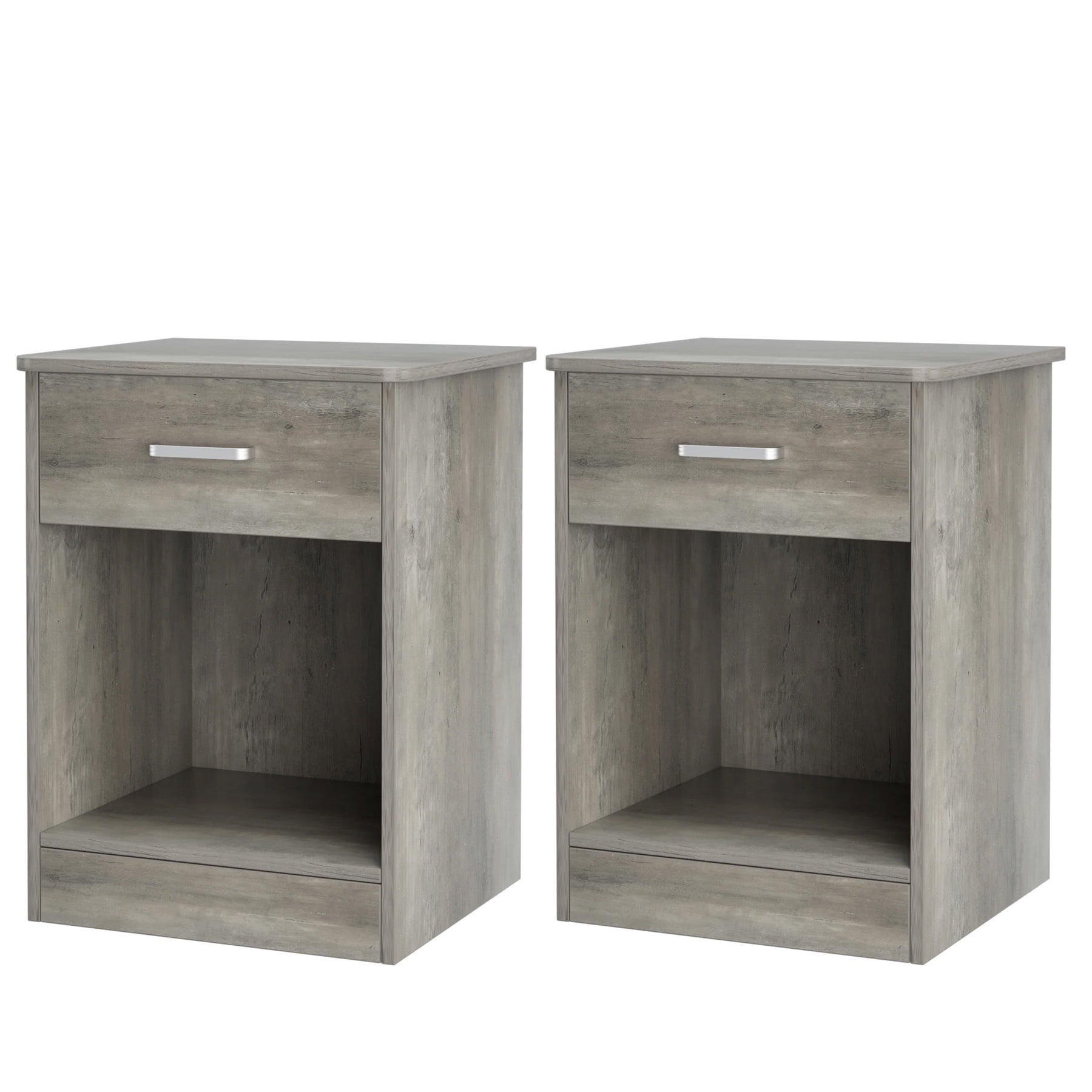 Homfa 2-Tier Nightstand with Drawer & Storage Shelf, Side End Table for ...