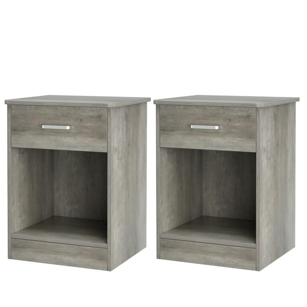 Homfa 2Tier Nightstand with Drawer & Storage Shelf, Side End Table for