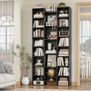 Homfa 21-Cube Bookcase and Bookshelves with Adjustable Shelves, 71.3 Triple Width Open CD Display Storage Rack, Black