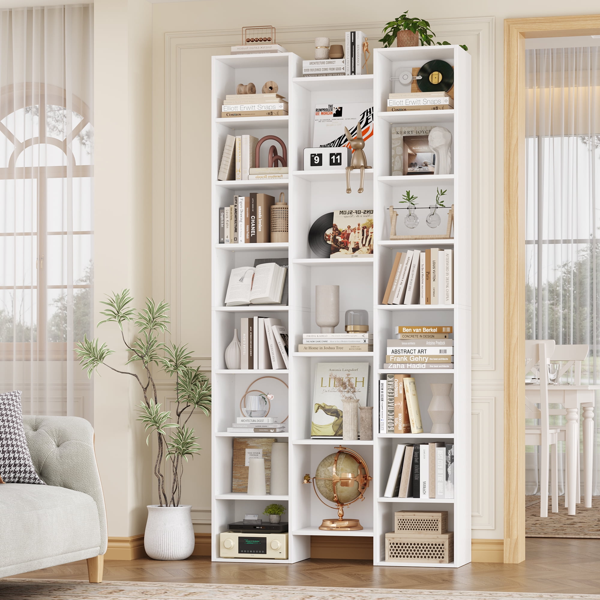 Homfa 71 to 3 inch Tall Wooden Bookshelf with Adjustable Shelves