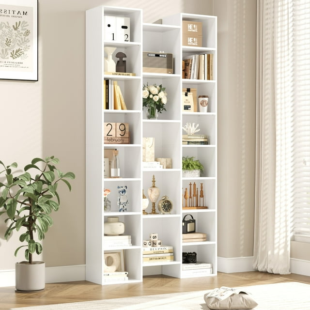 Homfa Tall Cubby Shelf Organizer, 21Cube Wooden Bookcase with