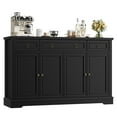 thumbnail image 1 of Homfa Buffet Cabinet with Drawers, 53.5”W Sideboard Storage Cabinet with Adjustable Shelf for Kitchen Dining Room, Black, 1 of 7