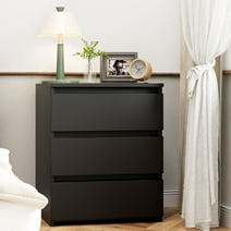 Homfa 3 Drawers Nightstand, Small Sofa Table, Wooden Storage Cabinet for Living Room, Black Finish