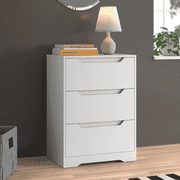Homfa 3 Drawers White Dresser, 23.6'' W Nightstand Chest of Drawer with Cutout Handles for Living Room