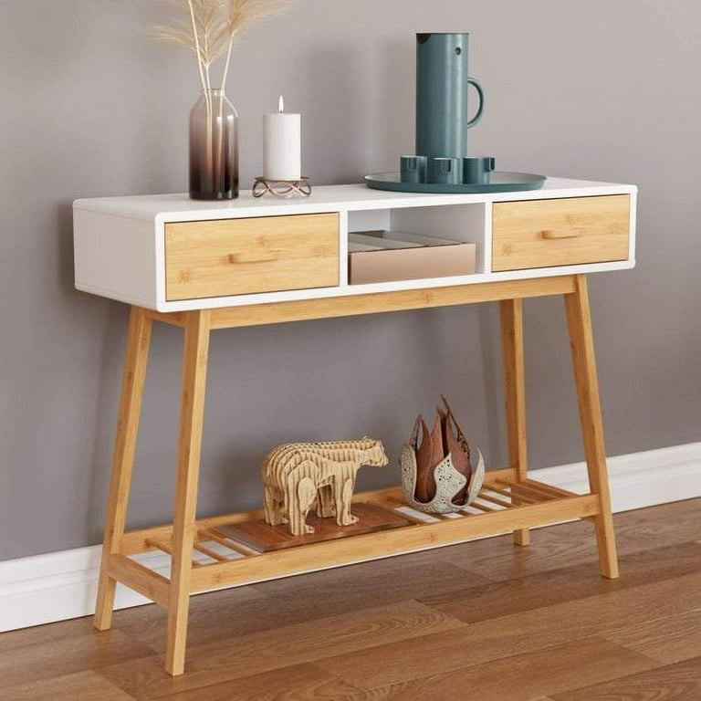 White bamboo sale console table