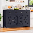 thumbnail image 1 of Homfa 55.1'' W Kitchen Buffet Storage Cabinet with Adjustable Shelves, 4-Doors 2-Drawers Sideboard Storage Cabinet, Black, 1 of 8