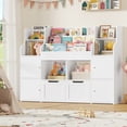 thumbnail image 1 of Homfa 4 Doors Kids Bookcase with 3 Tier Book Racks & 2 Mobile Drawers, 4 Cube Bookshelves Toy Storage Organizer for Playroom Kids Room, White, 1 of 8