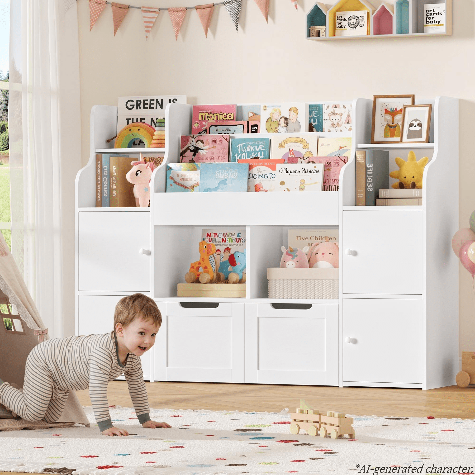 Homfa-4-Doors-Kids-Bookcase-