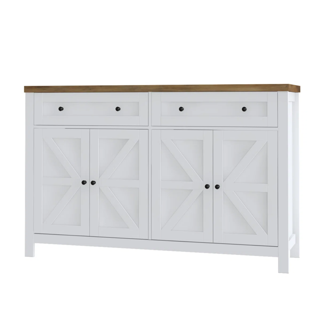 Homfa 4Doors with 2Drawers Farmhouse Storage Wood Kitchen