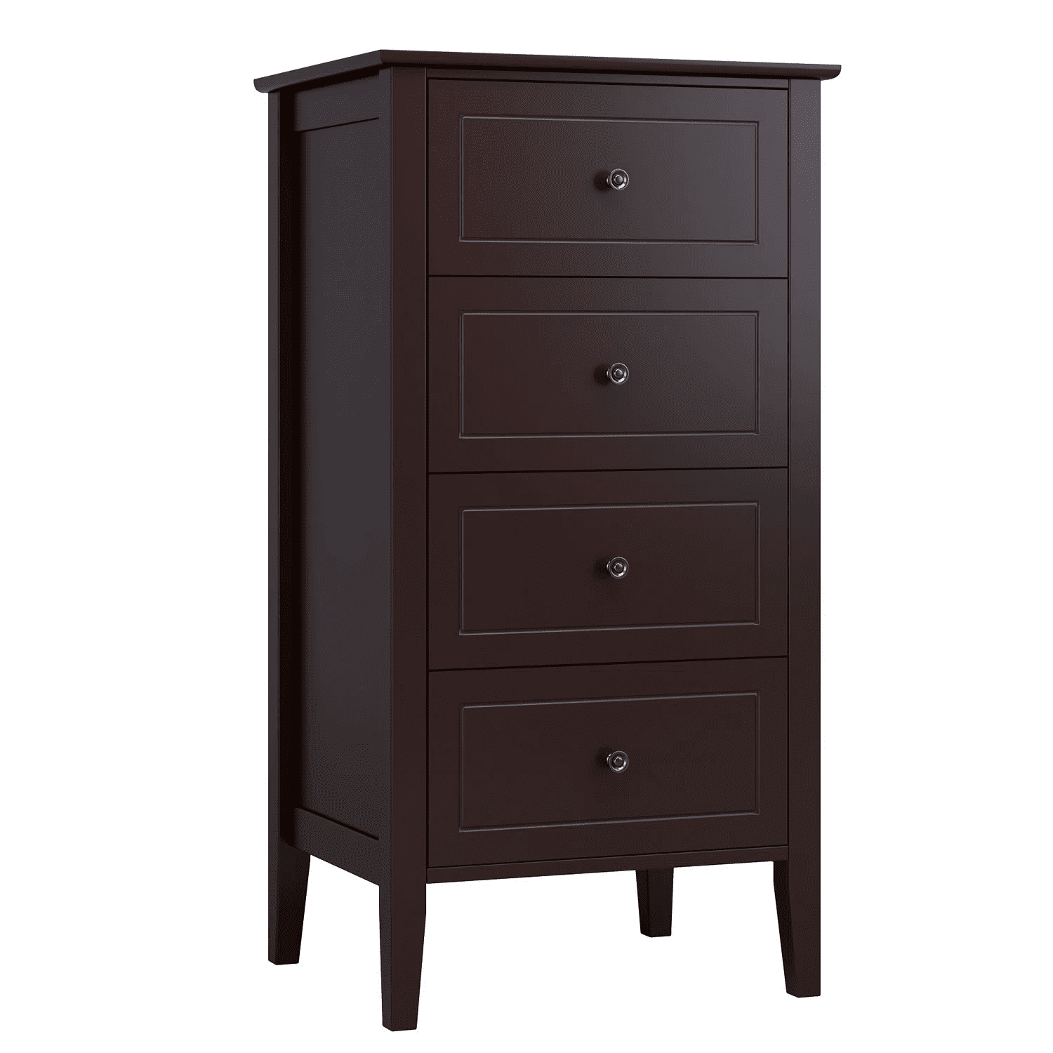 Homfa 4Drawer Dark Brown Wood Dresser, Bedroom Nightstand with Tall
