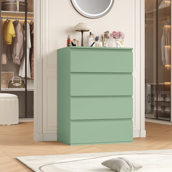 Homfa 4 Drawer Dresser, Modern Nightstand Chest of Drawers Wood Organizer for Bedroom Living Room,Green
