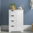thumbnail image 1 of Homfa 4 Drawer Linen Bathroom Cabinet, Wooden Cupboard Storage Cabinet with Adjustable Shelf, White Finish, 1 of 11