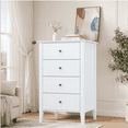 thumbnail image 1 of Homfa 4 Drawer White Dresser for Bedroom, Wood Bedroom Dresser Chest of Drawer with Tall Legs, 1 of 8