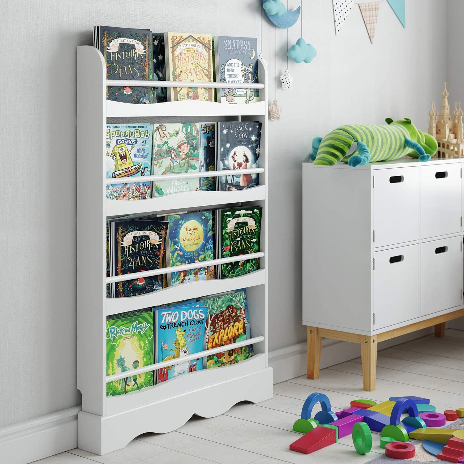 Sauder Storybook 4Shelf Bookcase, Soft White Finish