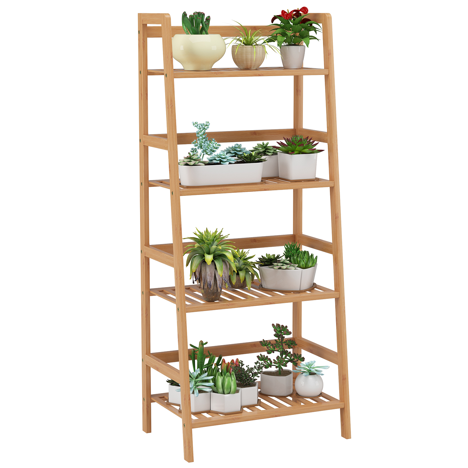 L5Tier Ladder Shelf Leaning Book Case Bookshelf for Bedroom