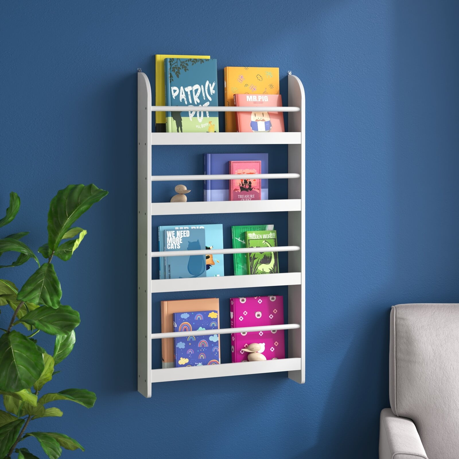 Homfa 4-Tier Wall Bookshelf, 44.5