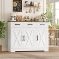 thumbnail image 1 of Homfa 42.5'' Kitchen Buffet Sideboard Cabinet, 3 Drawers Farmhouse Coffee Bar Storage Cabinet with Adjustable Shelf, White, 1 of 7